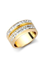 18kt yellow gold diamond three row RockChic ring