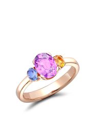 18kt rose gold Rainbow Fancy Three-Stone sapphire ring