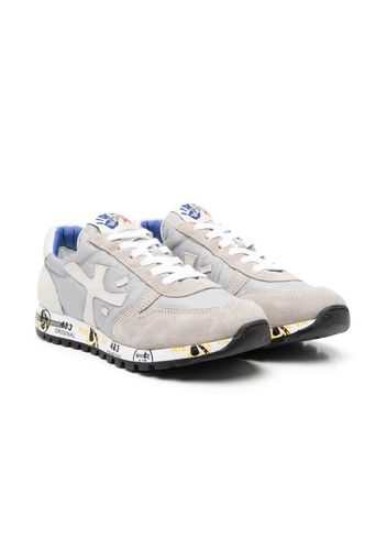 Premiata Kids TEEN logo-patch low-top sneakers - Grey