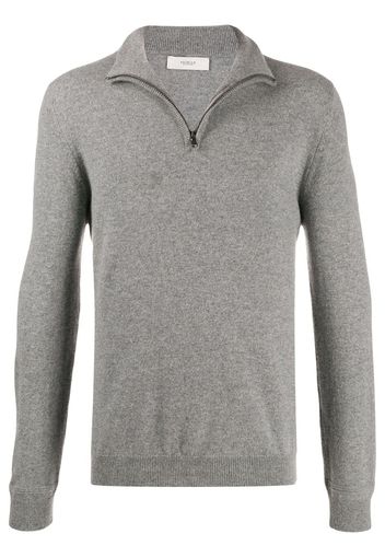 zipped neck fine knit jumper