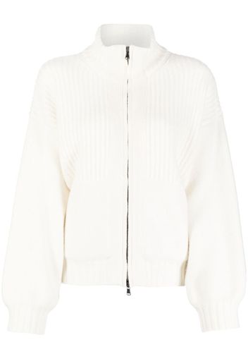 Pringle of Scotland ribbed-knit zip-up jacket - White