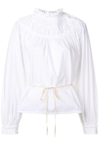 Proenza Schouler Poplin Shirred Turtleneck Top - White