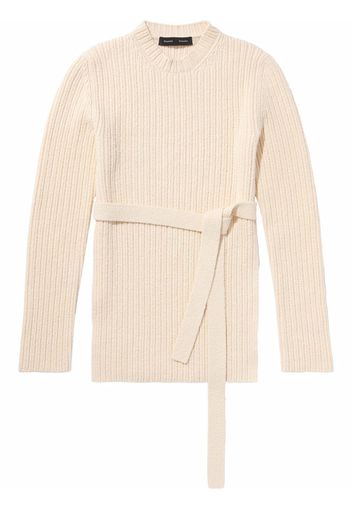 Proenza Schouler Compact Boucle Belted Sweater - Neutrals