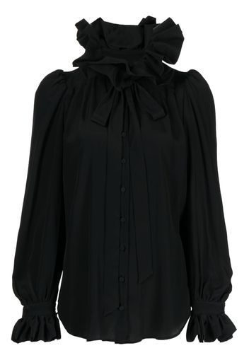 Prune Goldschmidt ruffled-edge high-neck blouse - Black