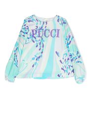 PUCCI Junior abstract-print long-sleeved blouse - Blue