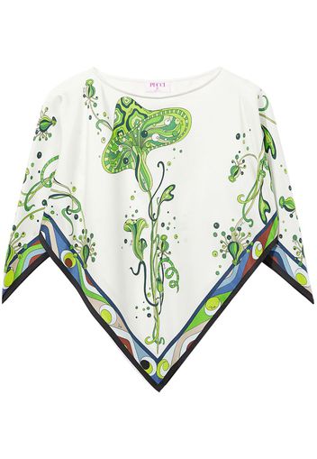 PUCCI asymmetric graphic-print silk blouse - White