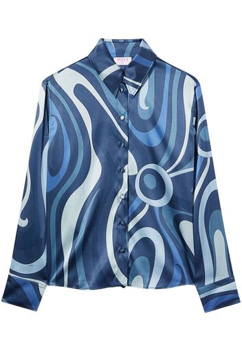 PUCCI Marmo-print silk shirt - Blue