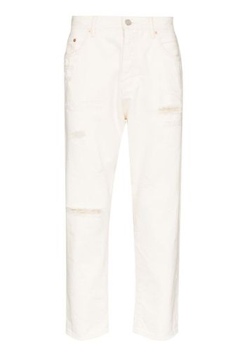 distressed-effect tapered-leg jeans