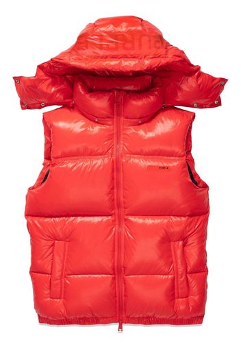 Purple Brand logo patch puffer vest - Red