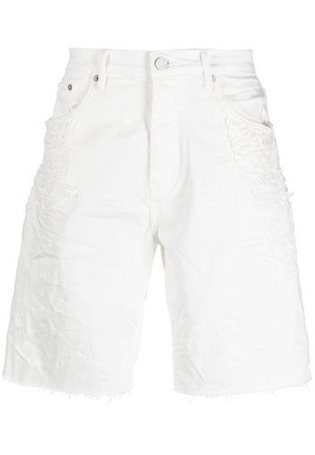 Purple Brand raw-edge distressed shorts - White