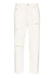 distressed-effect tapered-leg jeans