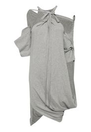 pushBUTTON asymmetric draped dress - Grey