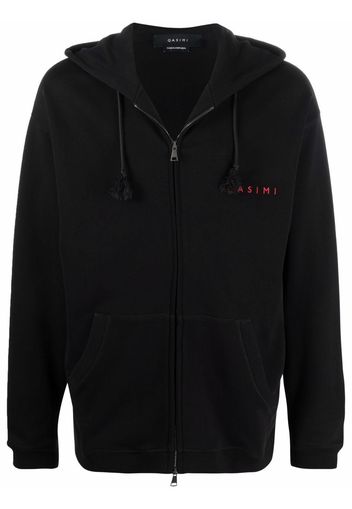 Qasimi embroidered logo slogan hoodie - Black