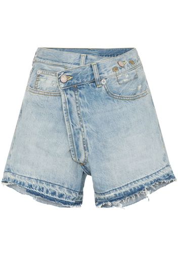 Tilly cross-over fray hem denim shorts