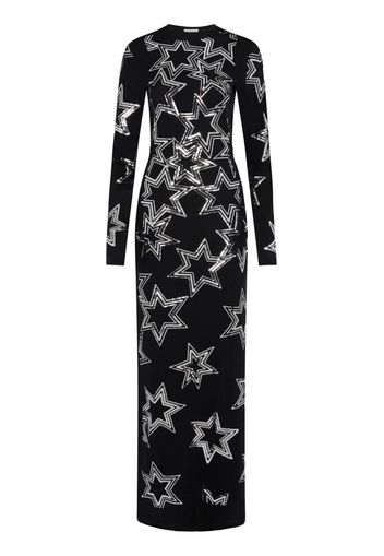 Rabanne sequin-stars long-sleeve maxi dress - Black