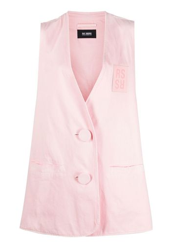 Raf Simons denim oversized logo patch gilet - Pink