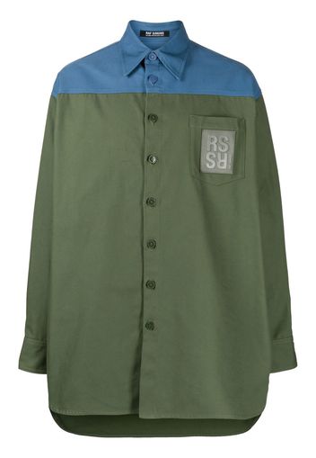 Raf Simons logo-patch panelled shirt - Green