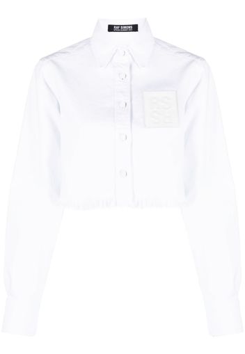 Raf Simons logo-patch cropped shirt - White