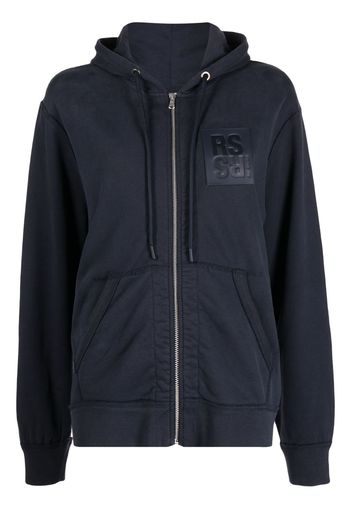 Raf Simons logo-patch zip-up hoodie - Blue