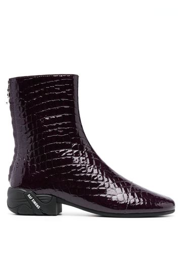 Raf Simons Solaris mock-croc ankle boots - Red