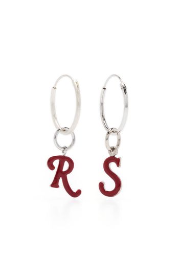 Raf Simons logo-charm hoop earrings - Silver