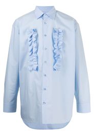 Raf Simons ruffle-detail long-sleeve shirt - Blue
