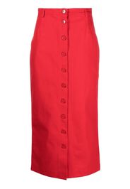 Raf Simons buttoned-up denim midi skirt - Red