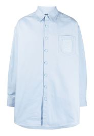 Raf Simons logo-patch long-sleeve shirt - Blue