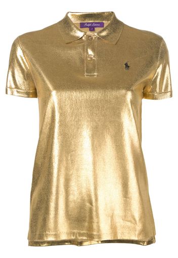 Ralph Lauren Collection silk lamé polo top - Gold