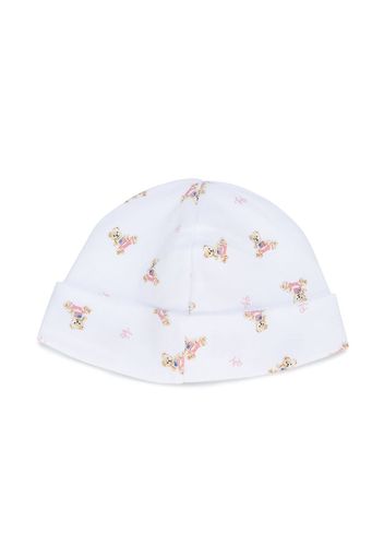 Ralph Lauren Kids teddy print knitted hat - White