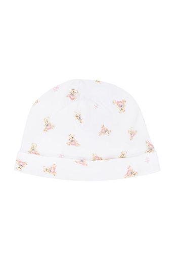 Ralph Lauren Kids bear embroidered beanie hat - White