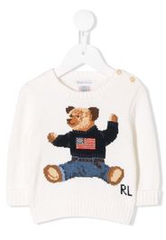 Ralph Lauren Kids bear embroidered jumper - White