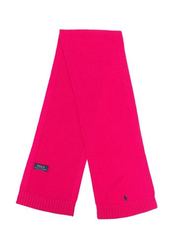 Ralph Lauren Kids embroidered-logo knitted scarf - Pink