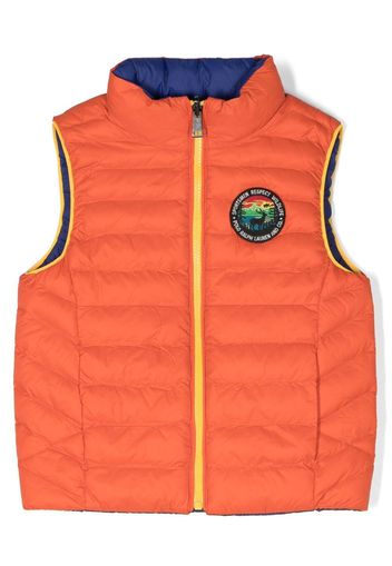 Ralph Lauren Kids Terra logo-embroidered reversible vest - Orange