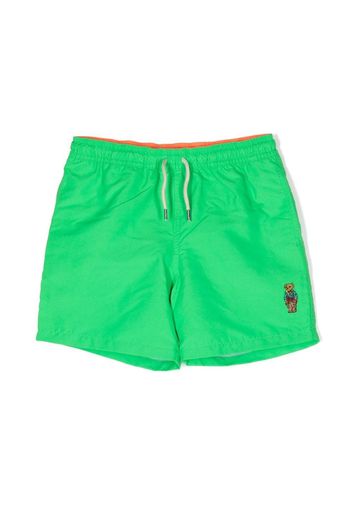 Ralph Lauren Kids embroidered-bear shorts - Green