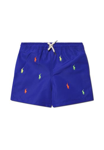Ralph Lauren Kids Polo Pony-embroidery shorts - Blue