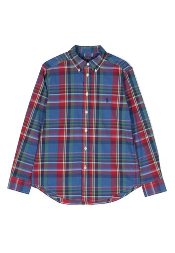 Ralph Lauren Kids check-print cotton shirt - Blue