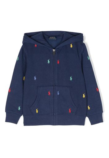 Ralph Lauren Kids logo-embroidered pocket hoodie - Blue