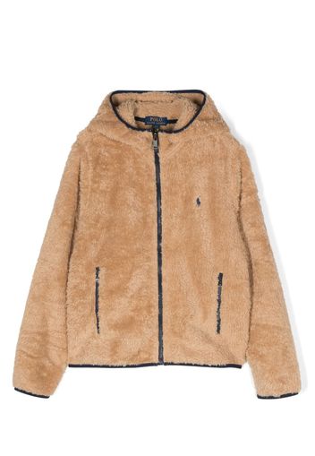 Ralph Lauren Kids Polo Pony fleece-texture bomber jacket - Neutrals