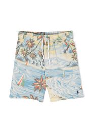 Ralph Lauren Kids illustration-print drawstring-waist shorts - Blue