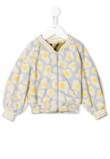 Raspberry Plum fried egg print bomber jacket - Blue