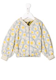 Raspberry Plum fried egg print bomber jacket - Blue