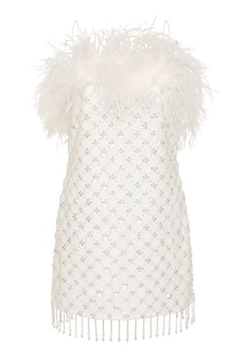 Rebecca Vallance Chantal feather-trim mini dress - White