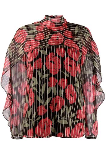 Red Valentino camellia printed blouse - Black