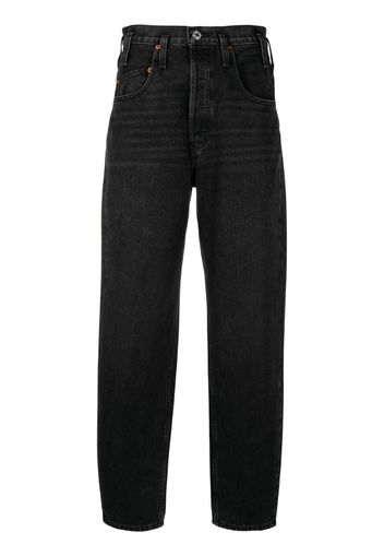 high-rise tapered jeans