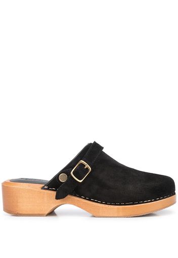 RE/DONE buckle-detail suede mules - Black