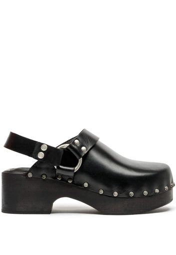 RE/DONE stud detail mules - WORN BLACK LEATHER