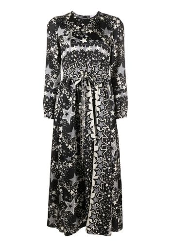 RED Valentino star-print silk midi dress - Black