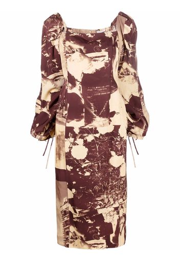 Rejina Pyo scene-print square-neck dress - Neutrals