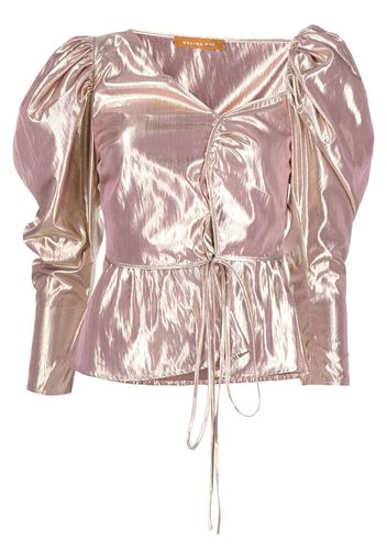 Rejina Pyo Fiona metallic puff-sleeve blouse - Silver